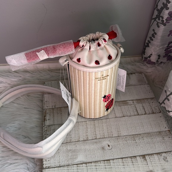 Nwt Kate spade other Dottie embroidered straw Dottie ladybug cylinder bag - Picture 12 of 13